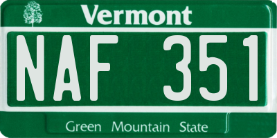 VT license plate NAF351