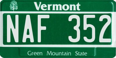VT license plate NAF352