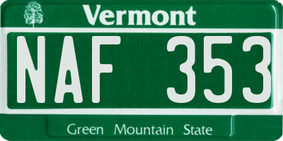 VT license plate NAF353