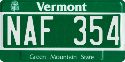 VT license plate NAF354