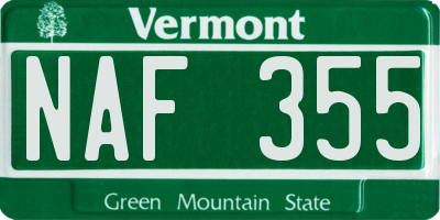 VT license plate NAF355