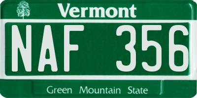 VT license plate NAF356