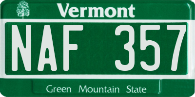 VT license plate NAF357