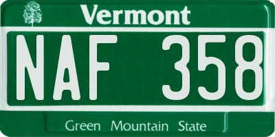 VT license plate NAF358