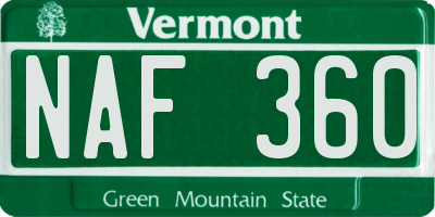 VT license plate NAF360