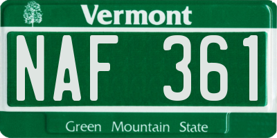 VT license plate NAF361