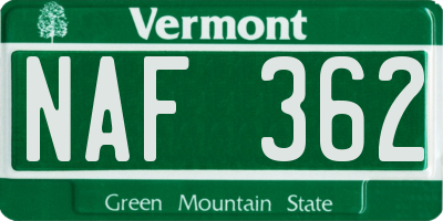 VT license plate NAF362