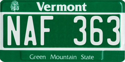VT license plate NAF363