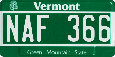 VT license plate NAF366