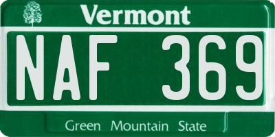 VT license plate NAF369