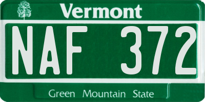 VT license plate NAF372