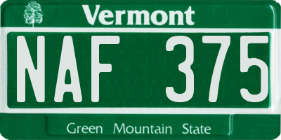 VT license plate NAF375