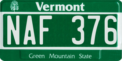 VT license plate NAF376