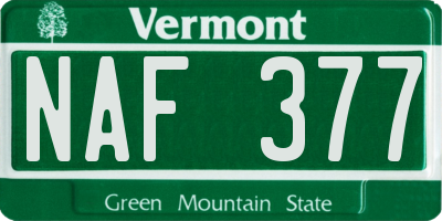 VT license plate NAF377