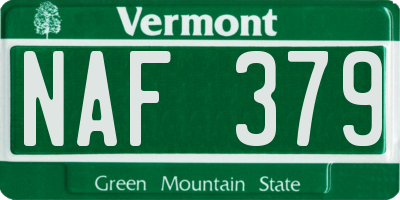 VT license plate NAF379