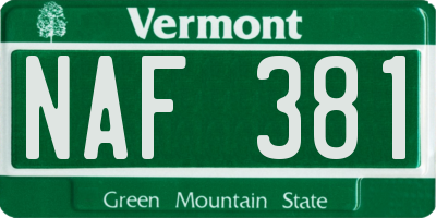 VT license plate NAF381