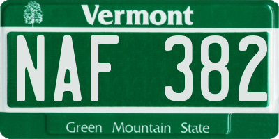 VT license plate NAF382