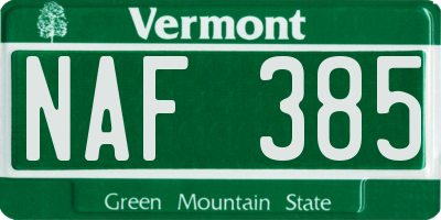 VT license plate NAF385