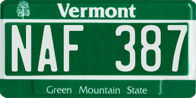 VT license plate NAF387