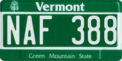 VT license plate NAF388