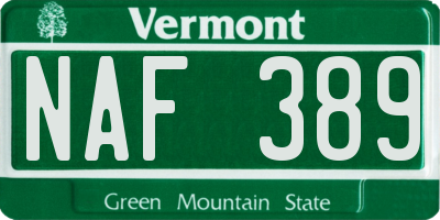 VT license plate NAF389
