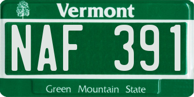 VT license plate NAF391