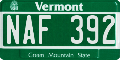 VT license plate NAF392