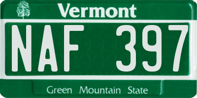 VT license plate NAF397