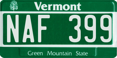 VT license plate NAF399