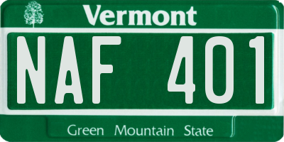 VT license plate NAF401