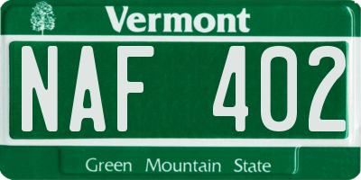 VT license plate NAF402