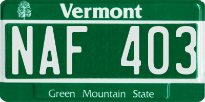 VT license plate NAF403