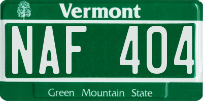 VT license plate NAF404