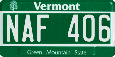 VT license plate NAF406
