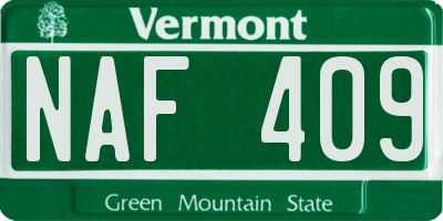 VT license plate NAF409