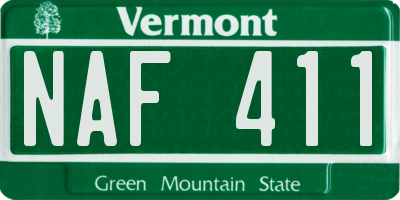 VT license plate NAF411