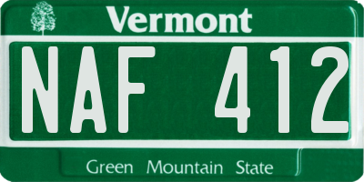 VT license plate NAF412