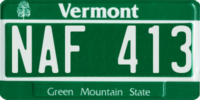 VT license plate NAF413
