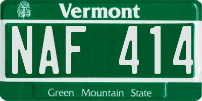 VT license plate NAF414