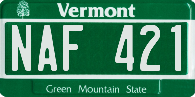 VT license plate NAF421