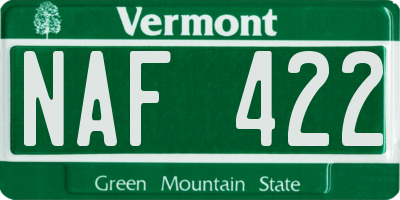 VT license plate NAF422