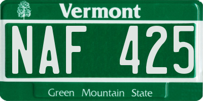 VT license plate NAF425