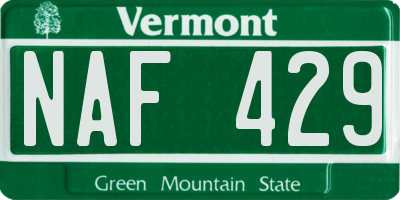 VT license plate NAF429