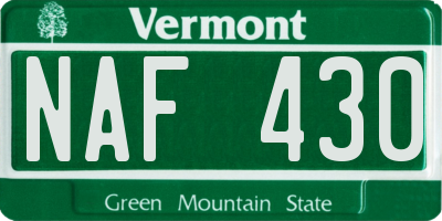 VT license plate NAF430