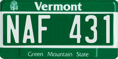 VT license plate NAF431