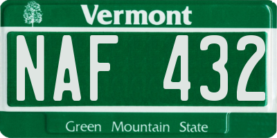 VT license plate NAF432
