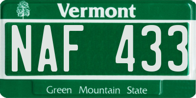 VT license plate NAF433