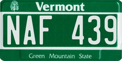 VT license plate NAF439