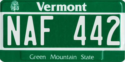 VT license plate NAF442