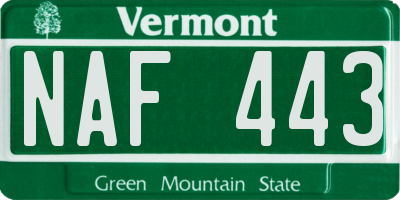 VT license plate NAF443